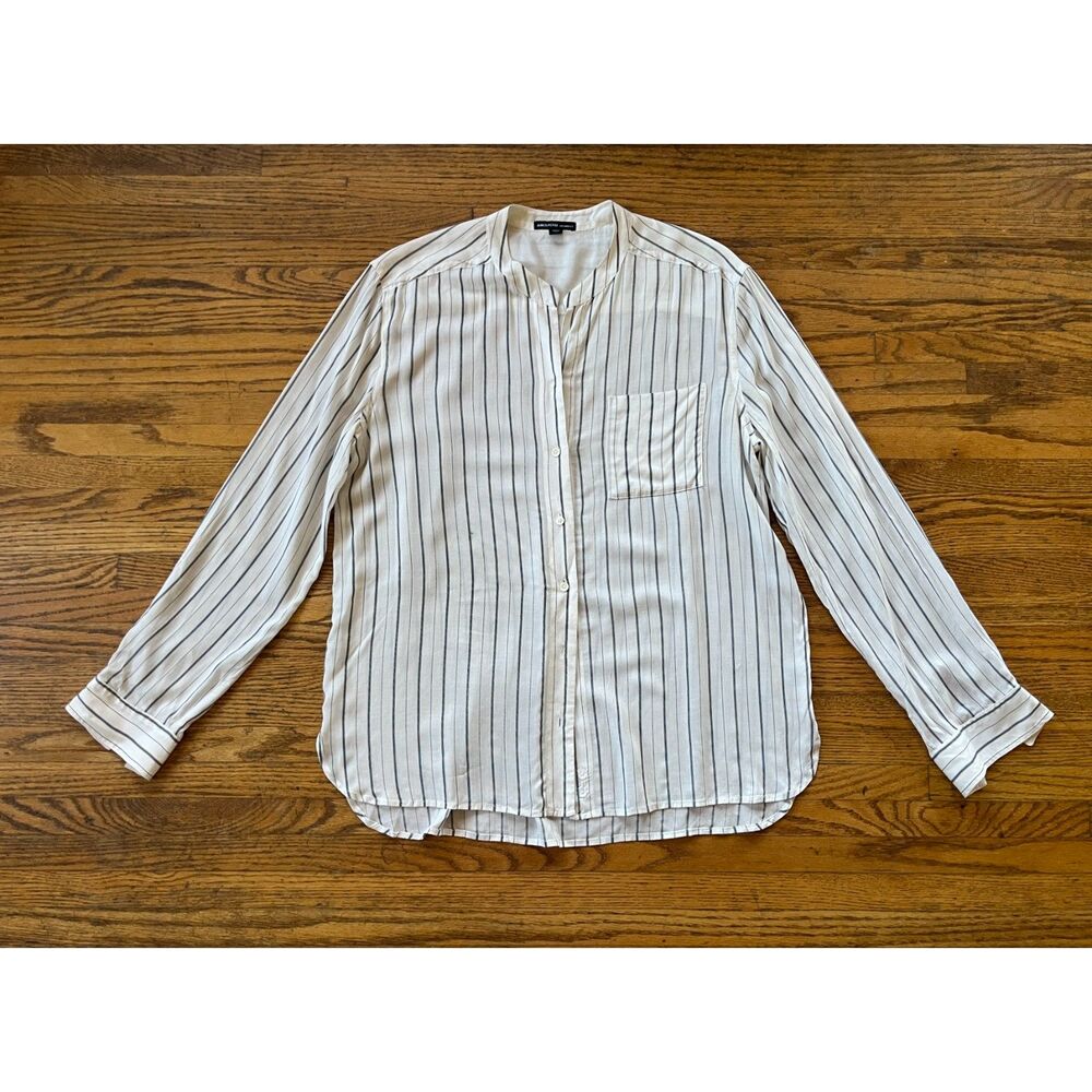 James Perse Los Angeles Stripe Button Up Long Sleeve Shirt Top Women's Size 3 - Picture 3 of 11